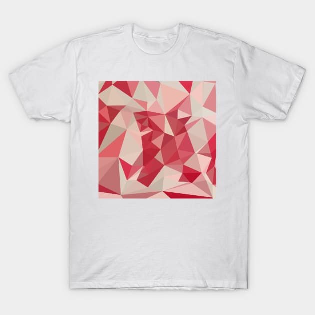 Cardinal Red Abstract Low Polygon Background T-Shirt by retrovectors